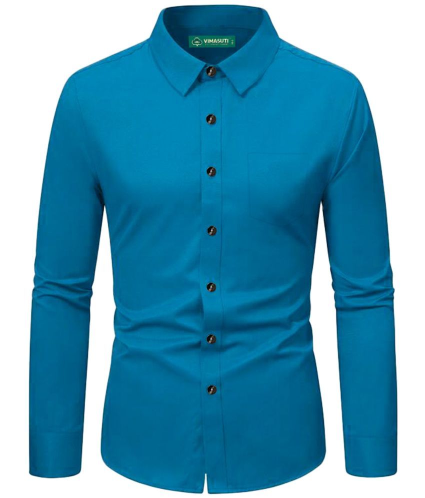     			VIMASUTI Cotton Blend Slim Fit Solids Full Sleeves Men's Casual Shirt - Turquoise ( Pack of 1 )