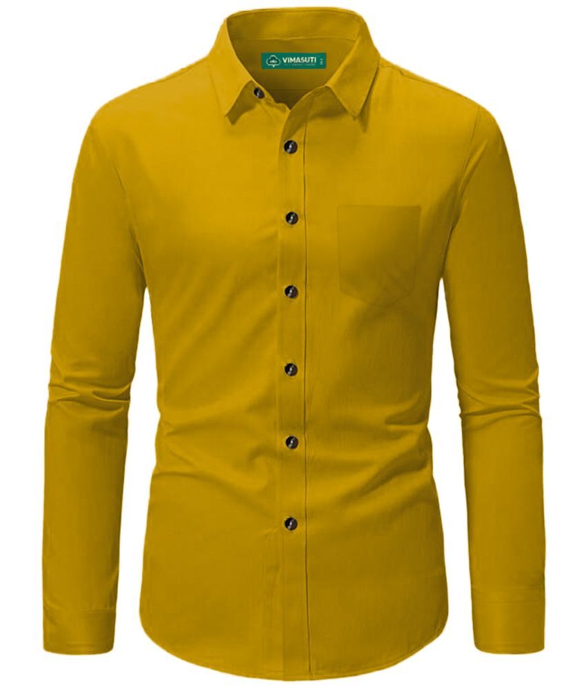     			VIMASUTI Cotton Blend Slim Fit Solids Full Sleeves Men's Casual Shirt - Yellow ( Pack of 1 )