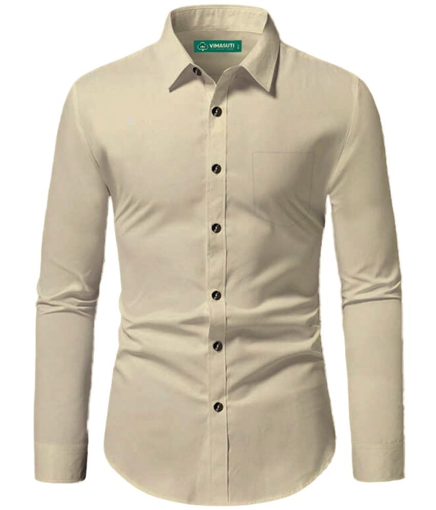     			VIMASUTI Cotton Blend Slim Fit Solids Full Sleeves Men's Casual Shirt - Beige ( Pack of 1 )