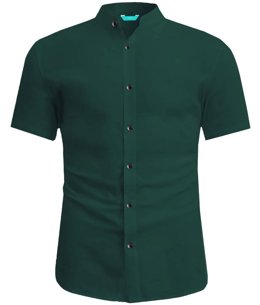     			VIMASUTI Cotton Blend Slim Fit Solids Half Sleeves Men's Casual Shirt - Green ( Pack of 1 )