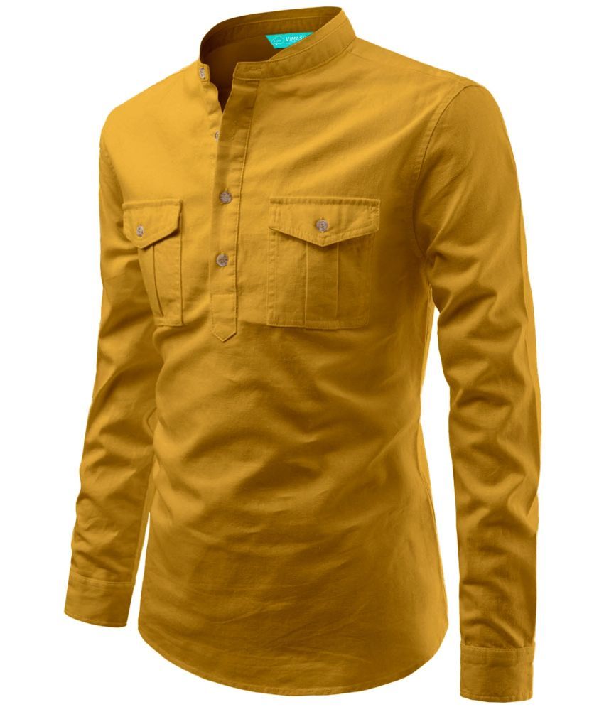     			VIMASUTI Yellow Cotton Blend Men's Regular Kurta ( Pack of 1 )