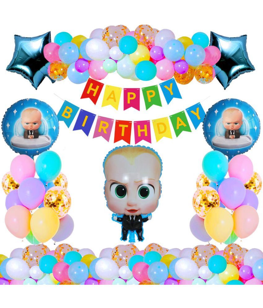     			CRAZYKART Boss Baby Theme  Birthday Decoration Items For Boys Party Decoration Kit Balloon Combo Pack Of 36 Pcs Blue