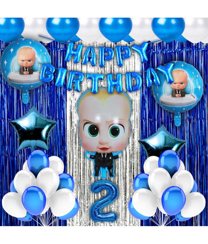     			CRAZYKART Boss Baby Theme Second 2nd Birthday Decoration Items For Boys Party Decoration Kit Balloon Combo Pack Of 40 Pcs Blue