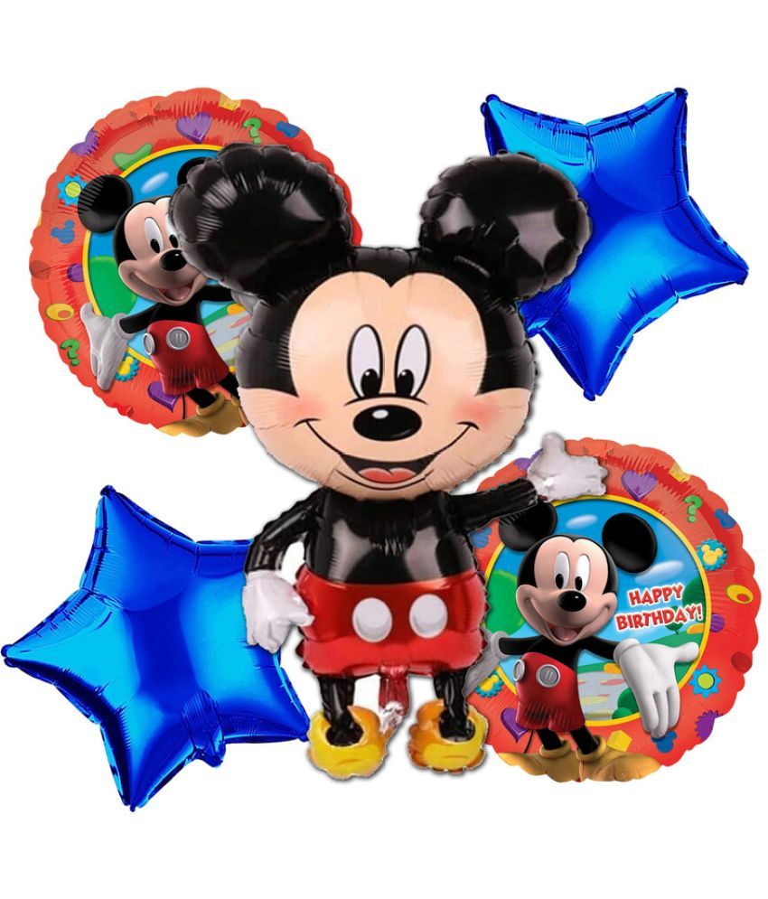     			CRAZYKART Mickey Mouse Theme Foil Balloon Set For Boys Birthday Party Decoration Items Pack Of 5 Pcs Blue