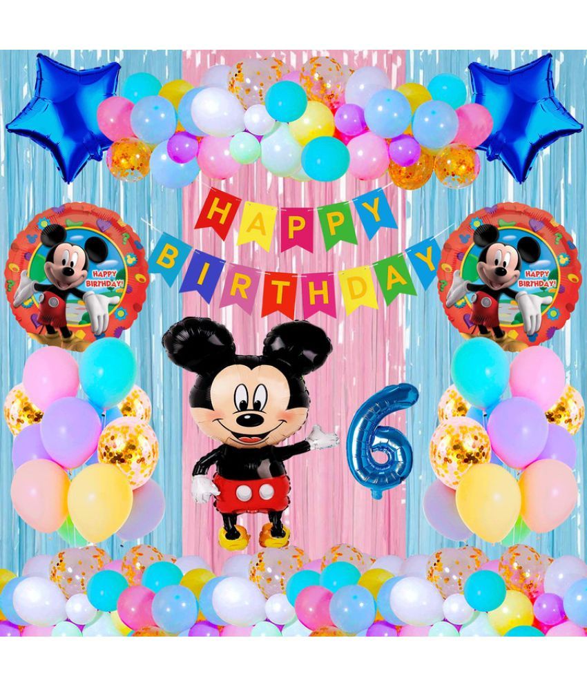     			CRAZYKART Mickey Mouse Theme Sixth 6th Birthday Decoration Items For Boys Party Decoration Kit Balloon Combo Pack Of 40 Pcs Red