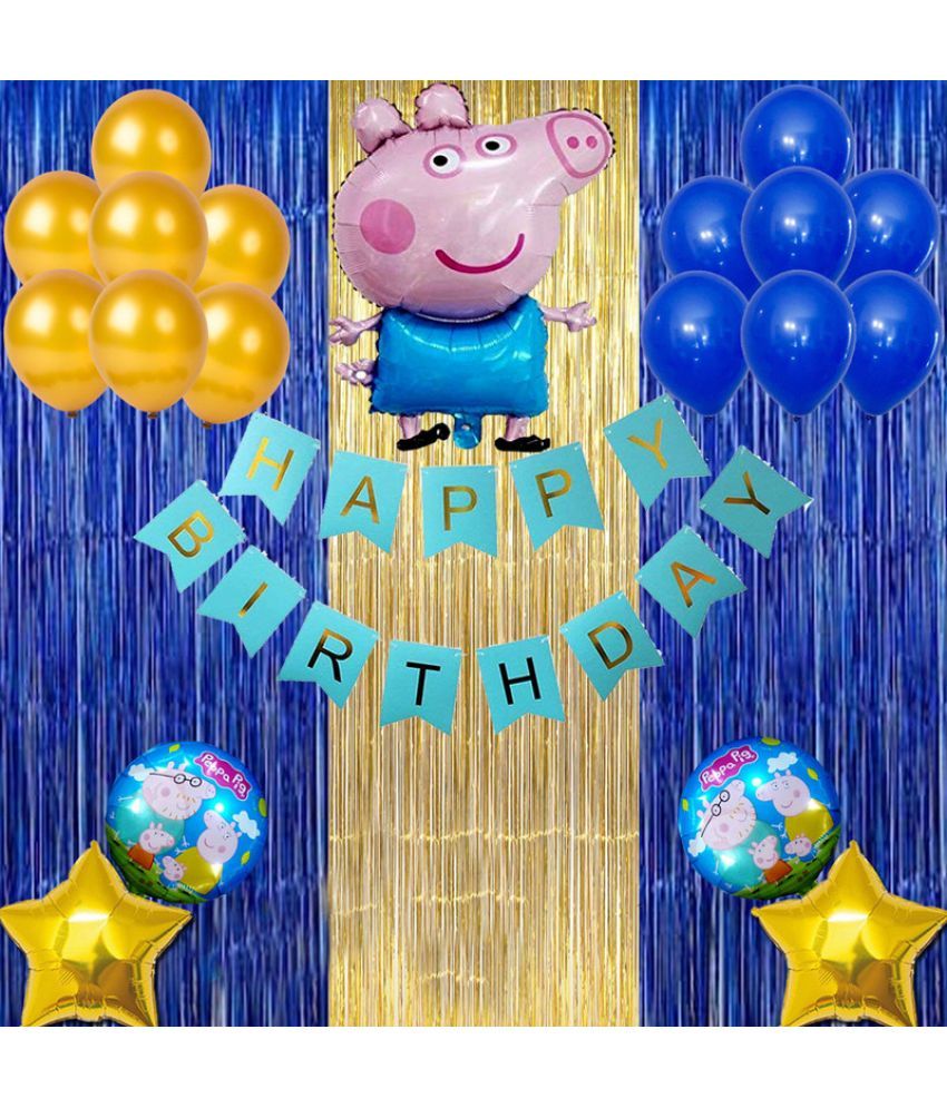     			CRAZYKART Peppa Pig Theme  Birthday Decoration Items For Girls Party Decoration Kit Balloon Combo Pack Of 39 Pcs Blue