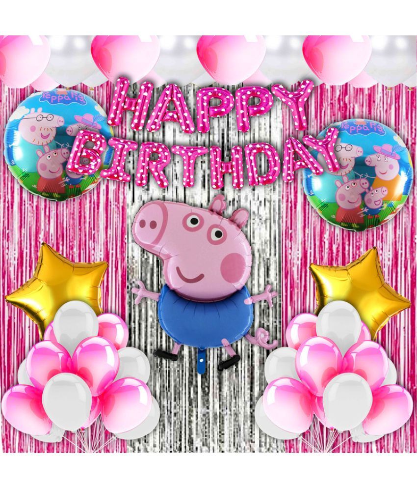     			CRAZYKART Peppa Pig Theme  Birthday Decoration Items For Girls Party Decoration Kit Balloon Combo Pack Of 39 Pcs Pink