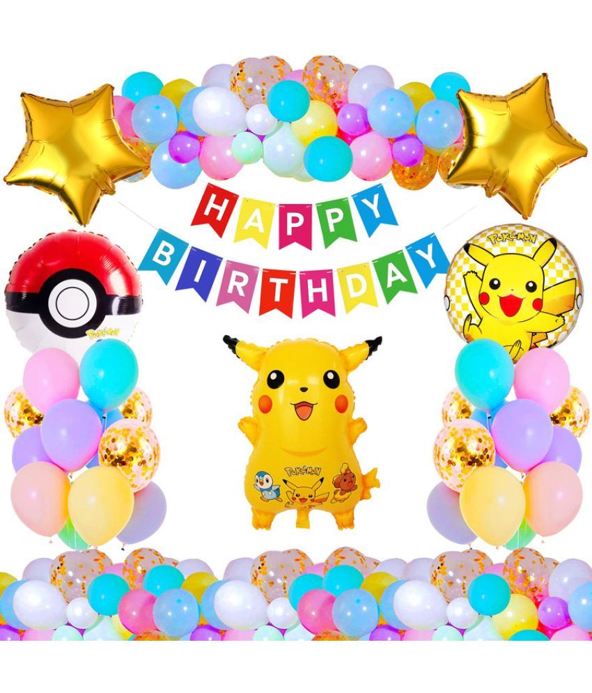     			CRAZYKART Pikachu Pokemon Theme  Birthday Decoration Items For Boys Party Decoration Kit Balloon Combo Pack Of 36 Pcs Yellow