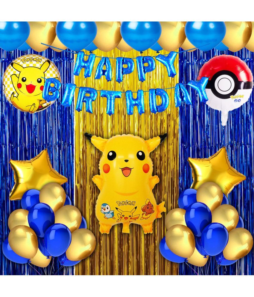     			CRAZYKART Pikachu Pokemon Theme  Birthday Decoration Items For Boys Party Decoration Kit Balloon Combo Pack Of 39 Pcs Blue