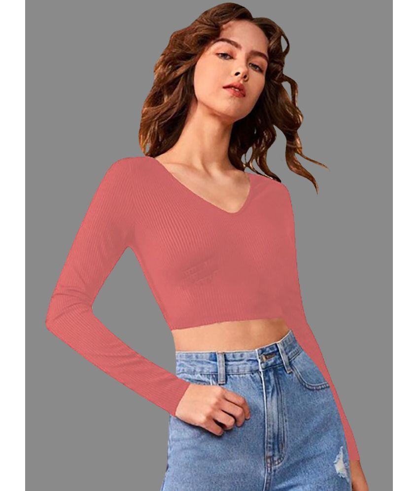     			Dream Beauty Fashion Peach Polyester Women's Crop Top ( Pack of 1 )