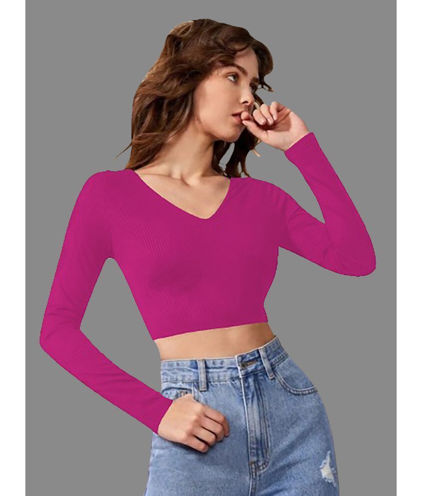     			Dream Beauty Fashion Pink Polyester Women's Crop Top ( Pack of 1 )