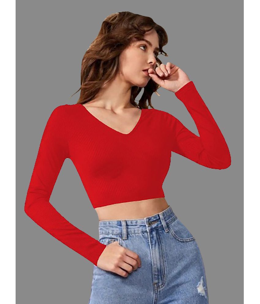     			Dream Beauty Fashion Red Polyester Women's Crop Top ( Pack of 1 )