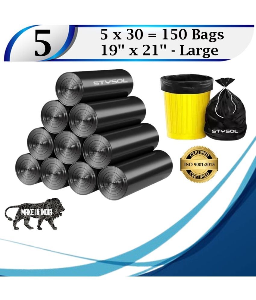     			Garbage Bags 19 X 21 inch Medium Size | Dustbin Bags| Black Colour 150 bags (5 Roll)