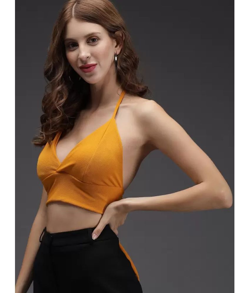     			Istyle Can Yellow Lycra Women's Crop Top ( Pack of 1 )