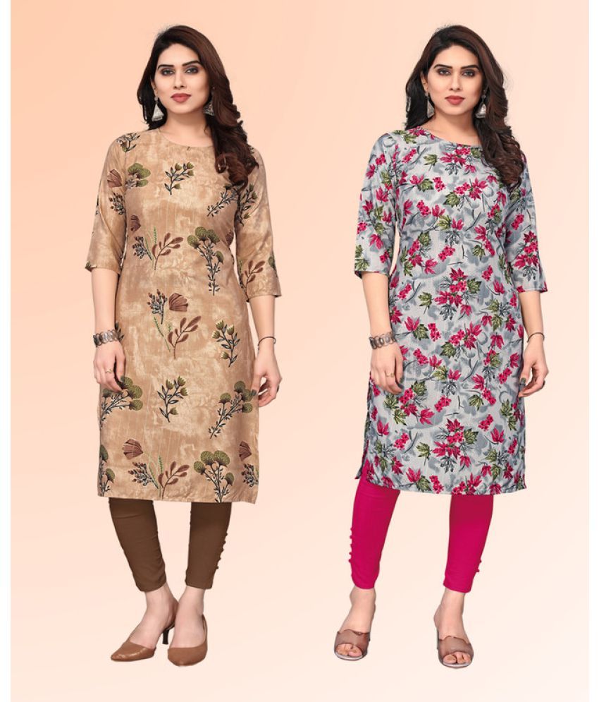     			KETAKI FASHION Pack of 2 Crepe Printed Straight Women's Kurti - ( Multicoloured )