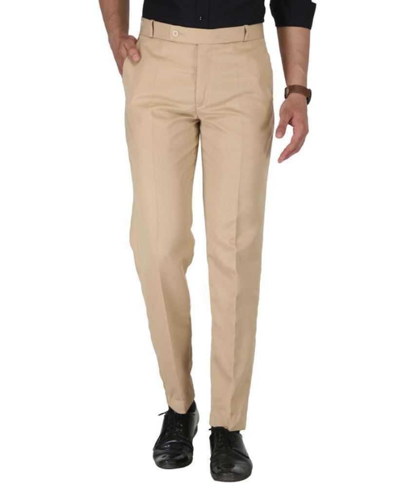     			KS Fashion Regular Flat Men's Formal Trouser - Beige ( Pack of 1 )