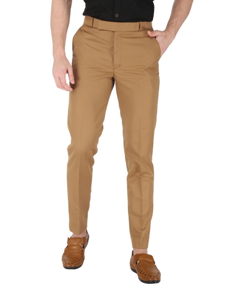     			KS Fashion Regular Flat Men's Formal Trouser - Gold ( Pack of 1 )