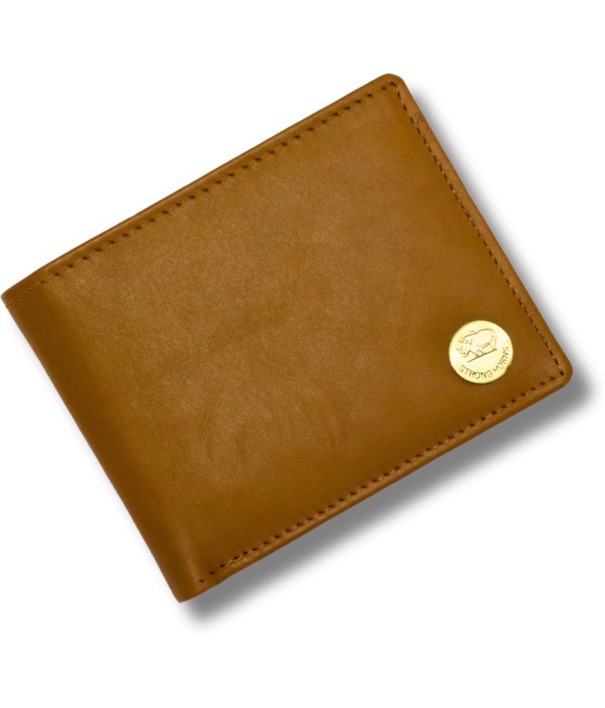     			STRONG HORNS 100% Leather Engraved Men's Regular Wallet With 8 Slots For Card ( Tan , Pack of 1 )