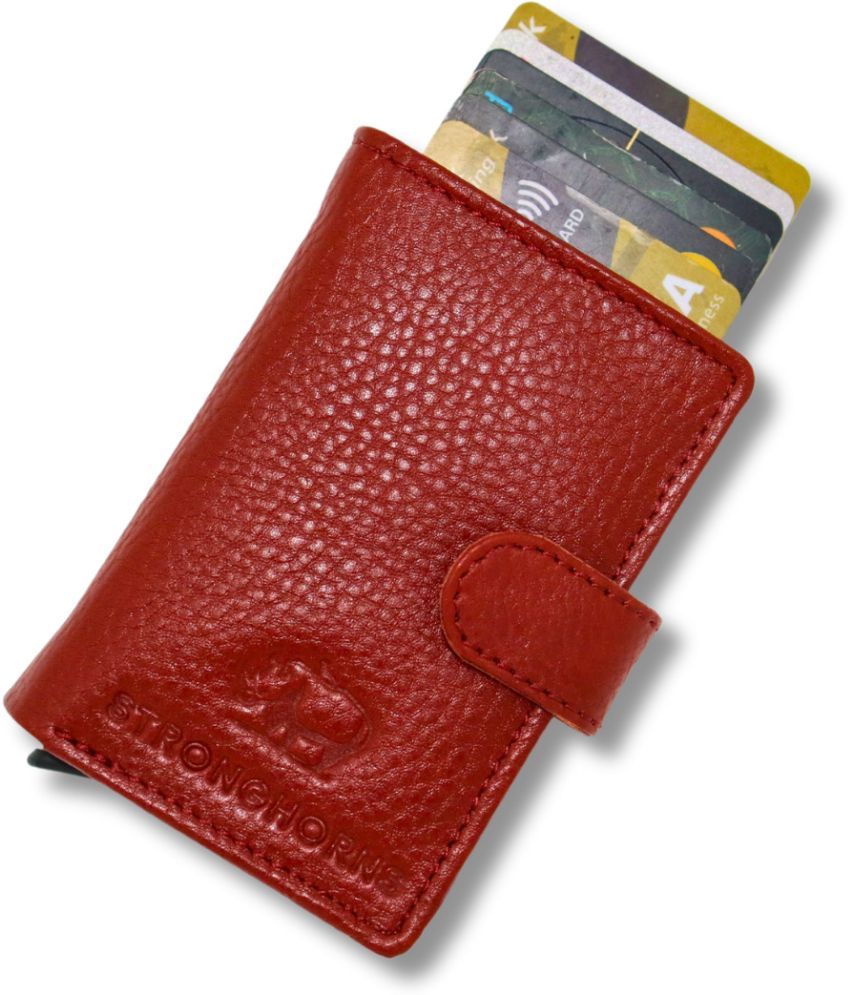     			STRONG HORNS 100% Leather Self Design Men's Regular Wallet With 10 Slots For Card ( Red , Pack of 1 )