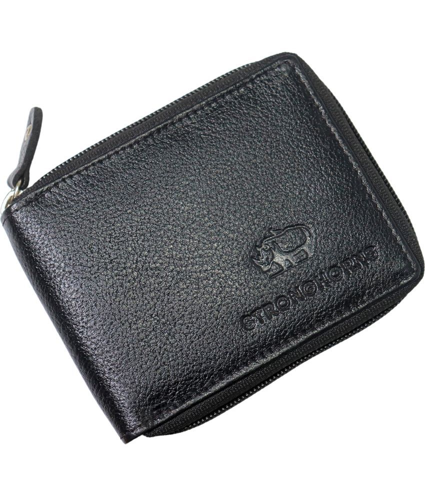     			STRONG HORNS 100% Leather Solid Men's Regular Wallet With 6 Slots For Card ( Black , Pack of 1 )