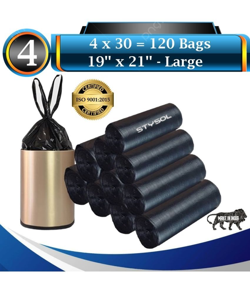     			Useful Garbage Bags / Dustbin Bags (Pack Of 4 Roll) 120 Bags for Home, kitchen & office use/ 100% Biodegradable /140+ Micron