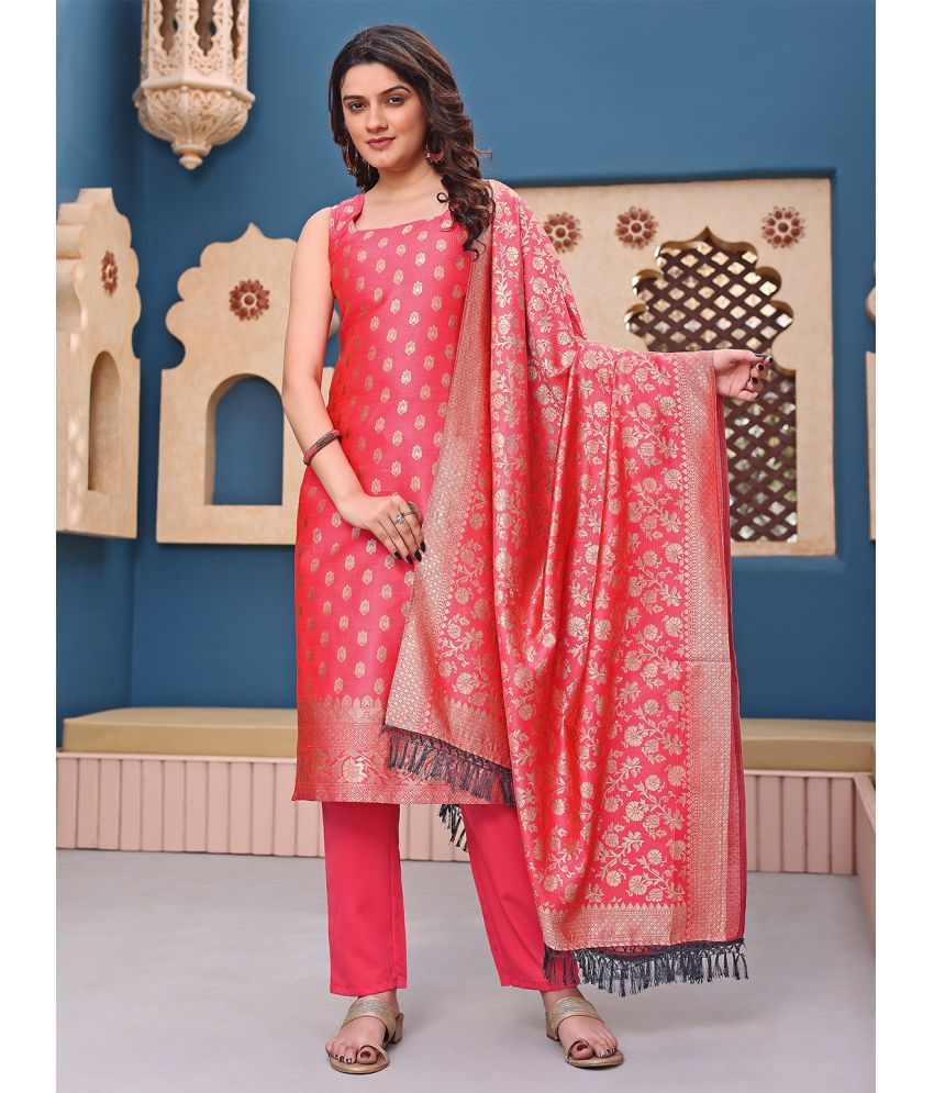     			kedar fab Banarasi Embellished Kurti With Pants Women's Stitched Salwar Suit - Pink ( Pack of 1 )