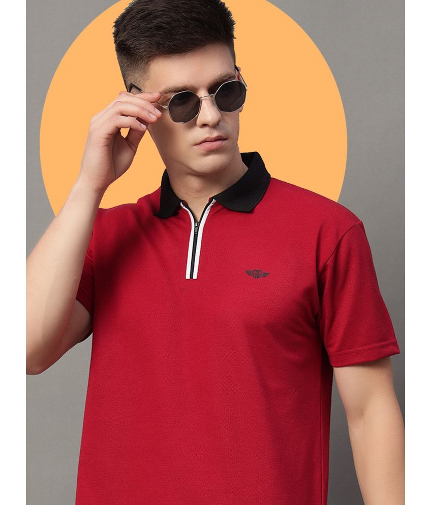     			GET GOLF Pack of 1 Cotton Blend Regular Fit Solid Half Sleeves Men's Polo T Shirt ( Maroon )