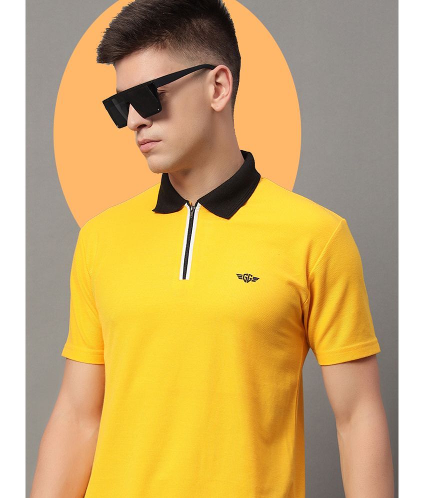     			GET GOLF Pack of 1 Cotton Blend Regular Fit Solid Half Sleeves Men's Polo T Shirt ( Yellow )