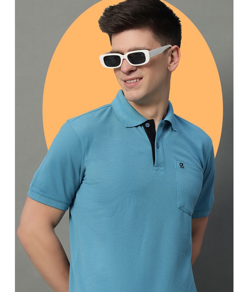     			GET GOLF Pack of 1 Cotton Blend Regular Fit Solid Half Sleeves Men's Polo T Shirt ( Light Blue )