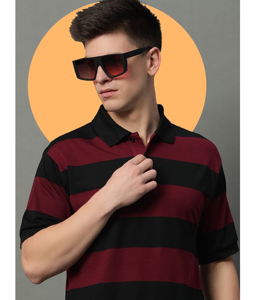     			GET GOLF Pack of 1 Cotton Blend Regular Fit Striped Half Sleeves Men's Polo T Shirt ( Maroon )