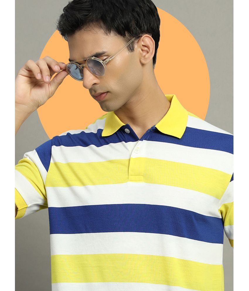     			GET GOLF Pack of 1 Cotton Blend Regular Fit Striped Half Sleeves Men's Polo T Shirt ( Yellow )