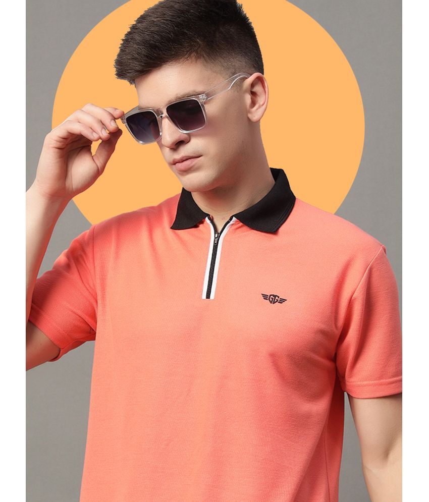     			GET GOLF Pack of 1 Cotton Blend Regular Fit Solid Half Sleeves Men's Polo T Shirt ( Orange )