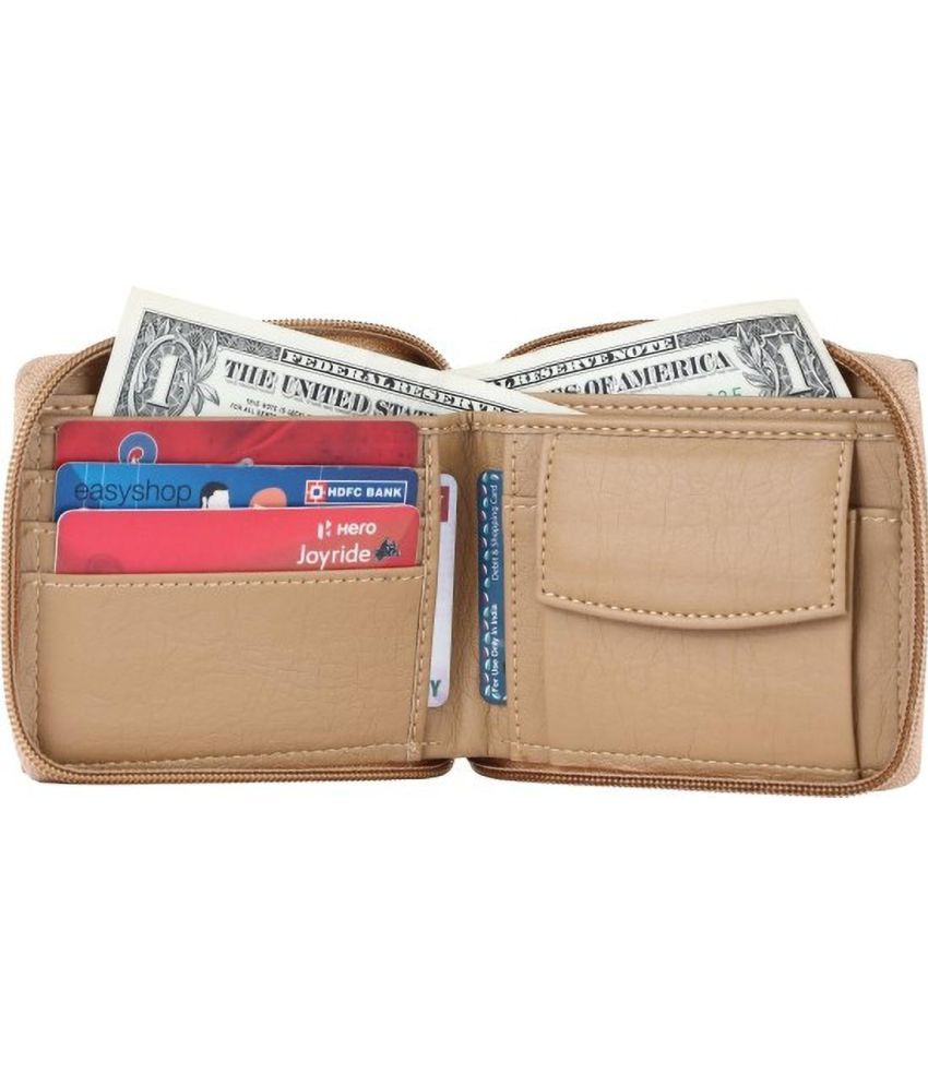     			Sonrisa PU Solid Men's Regular Wallet With 10 Slots For Card ( Beige , Pack of 1 )