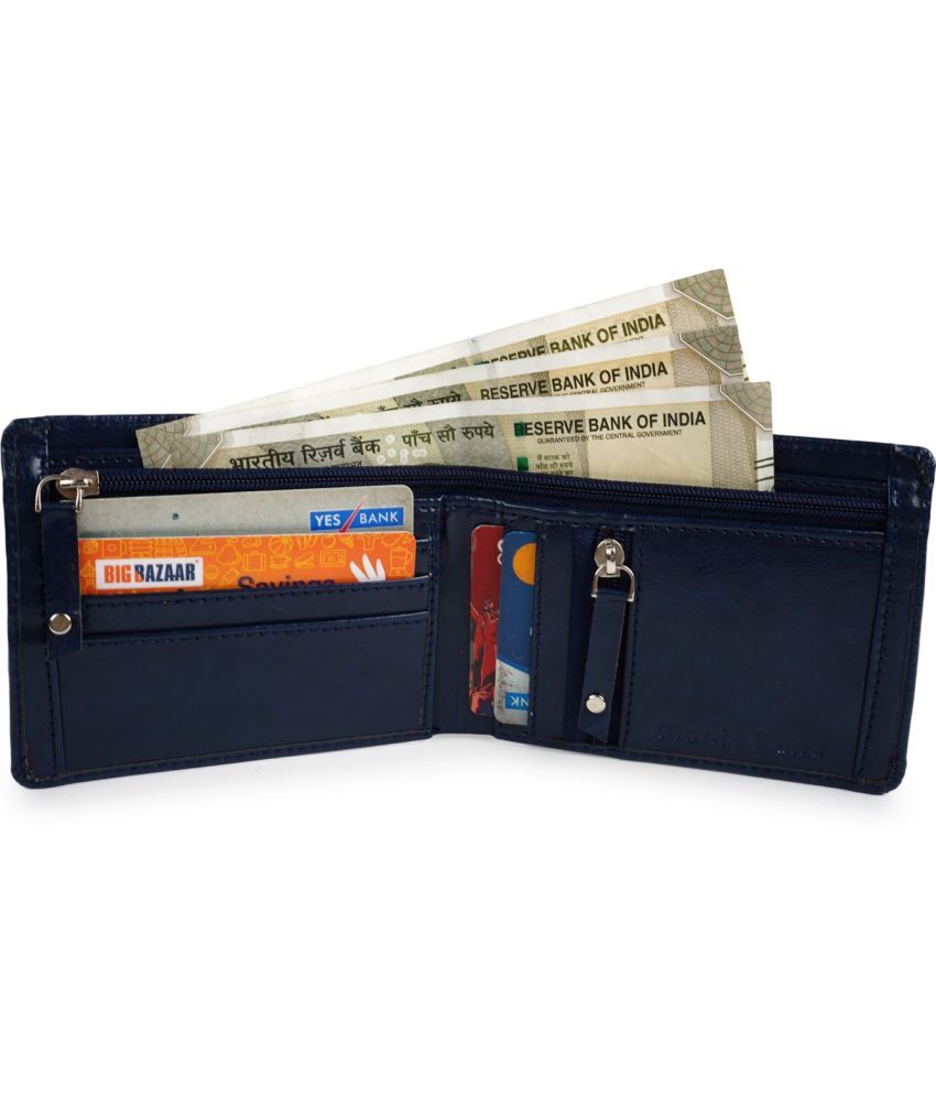     			Sonrisa PU Solid Men's Regular Wallet With 9 Slots For Card ( Blue , Pack of 1 )