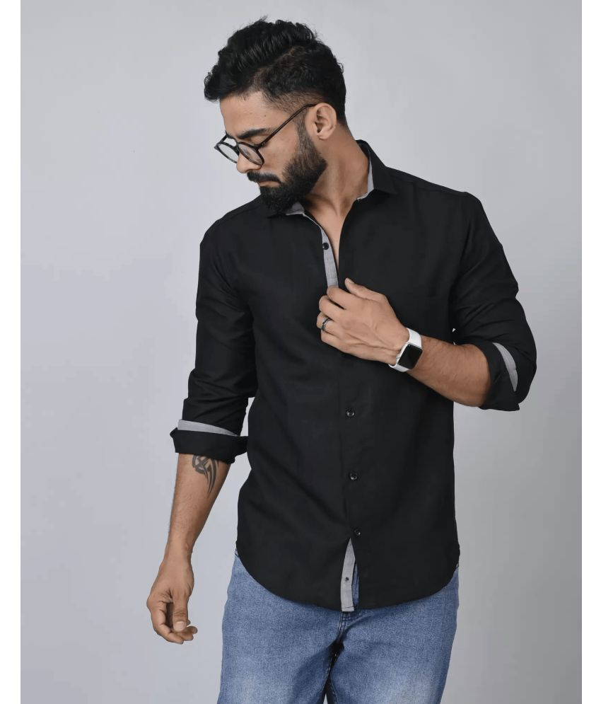     			VERTUSY Cotton Blend Regular Fit Solids Full Sleeves Men's Casual Shirt - Black ( Pack of 1 )