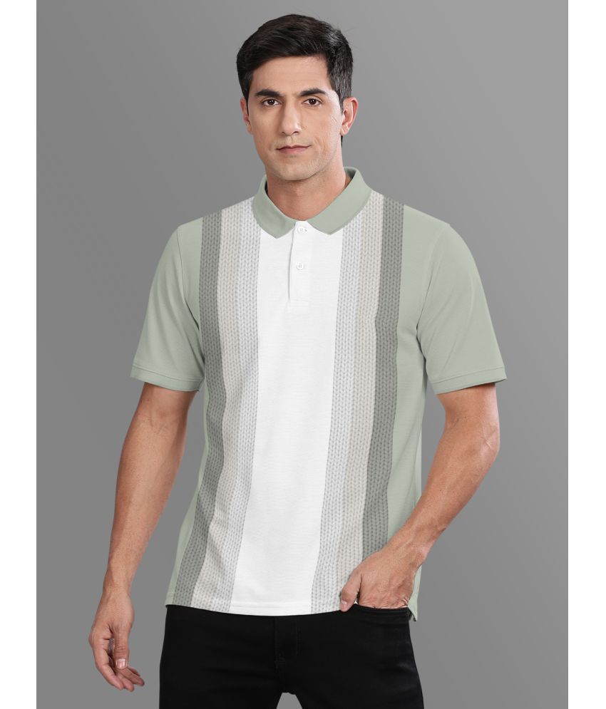     			BULLMER Pack of 1 Cotton Blend Regular Fit Striped Half Sleeves Men's Polo T Shirt ( Green )