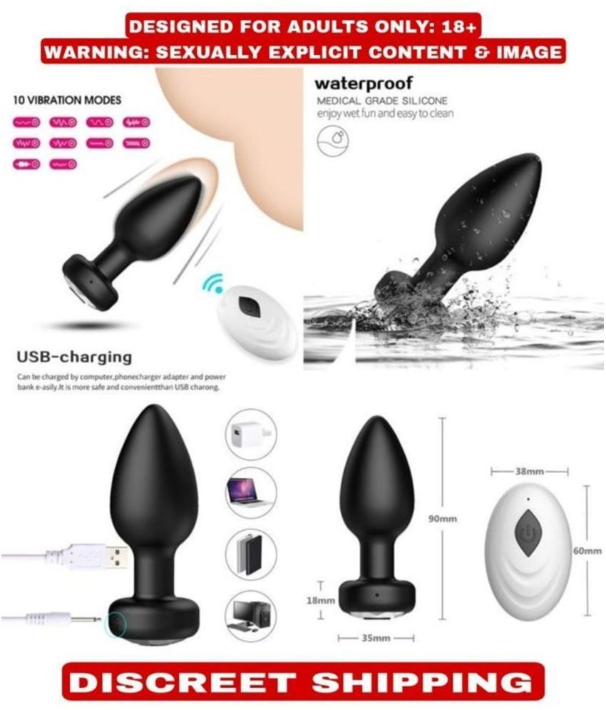     			Black Color Soft Silicon Vibrating USB Chargeable Remote Control ANAL PLUG with Multiple Uses BY-SEX TANTRA