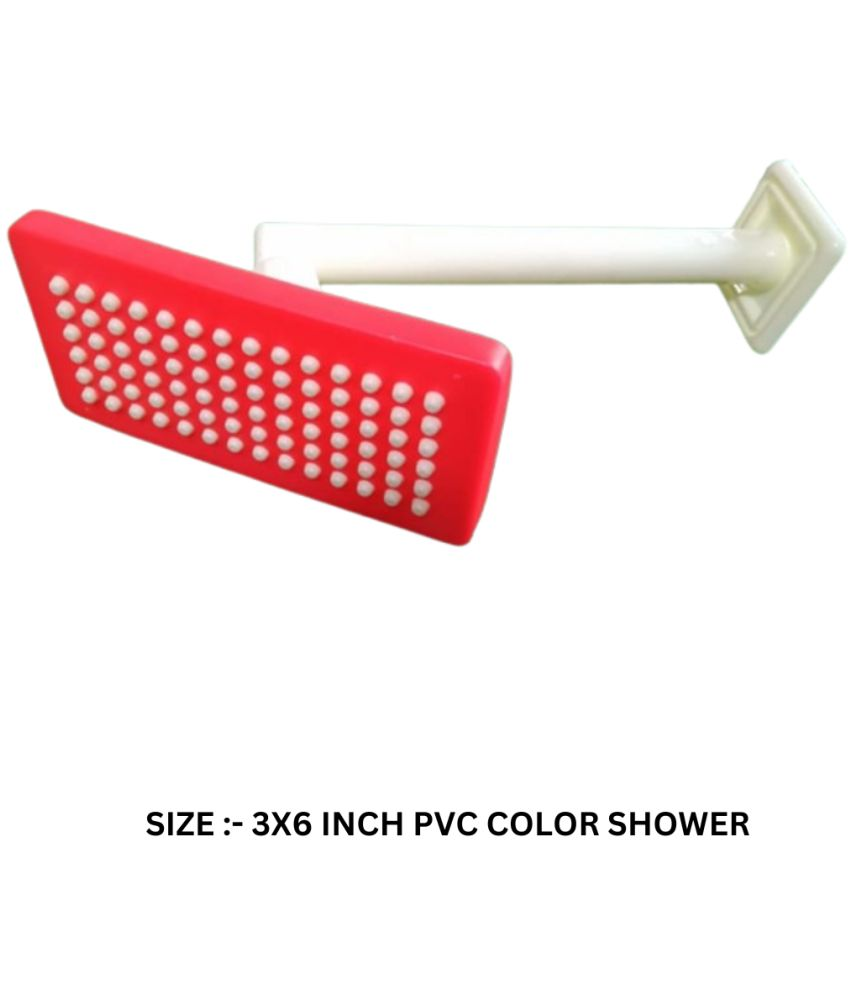     			COSVIT 3x6"Inch PVC Red Feny Shower with 9" Arm Plastic (ABS) Overhead Shower