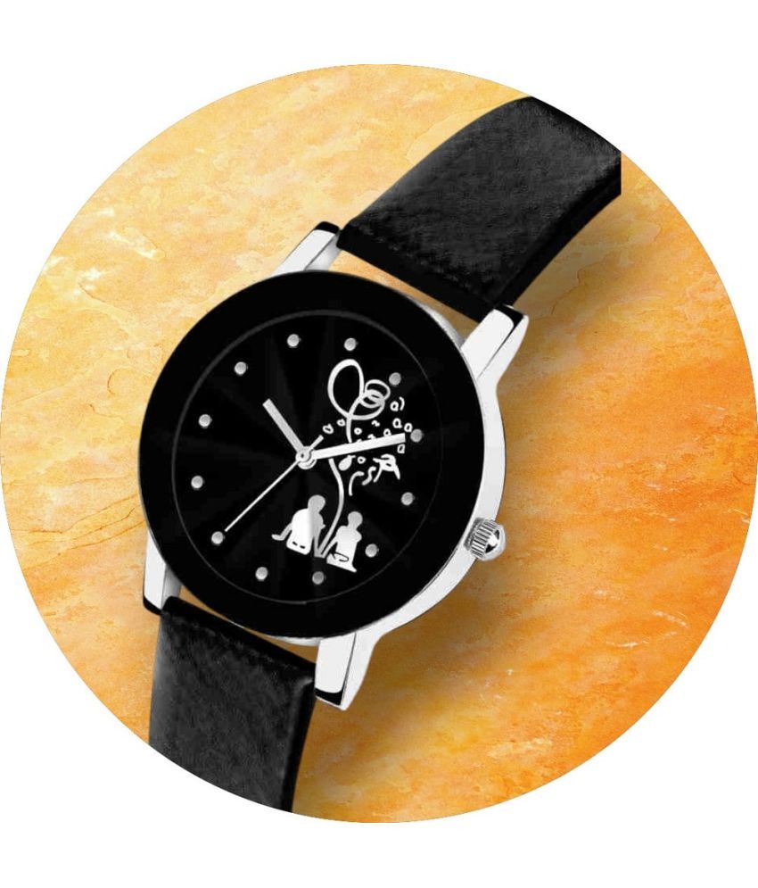     			DECLASSE Black Leather Analog Womens Watch