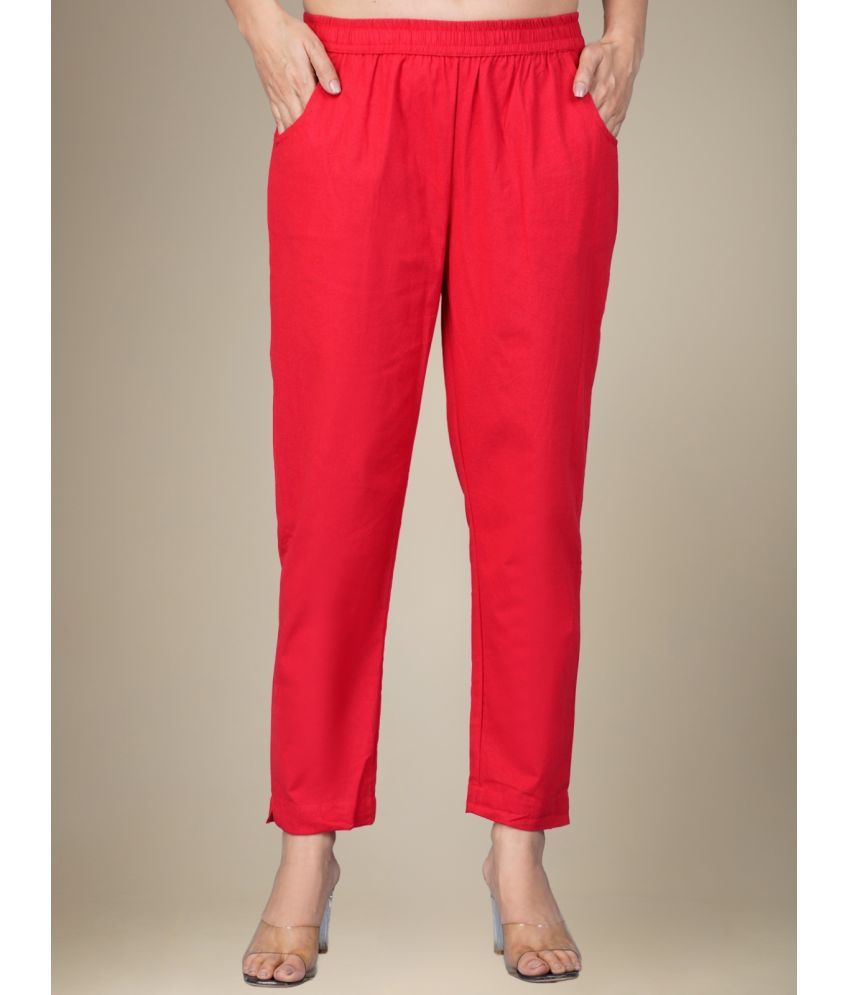     			Dgsm Craft Pack of 1 Cotton Regular Women's Casual Pants ( Red )