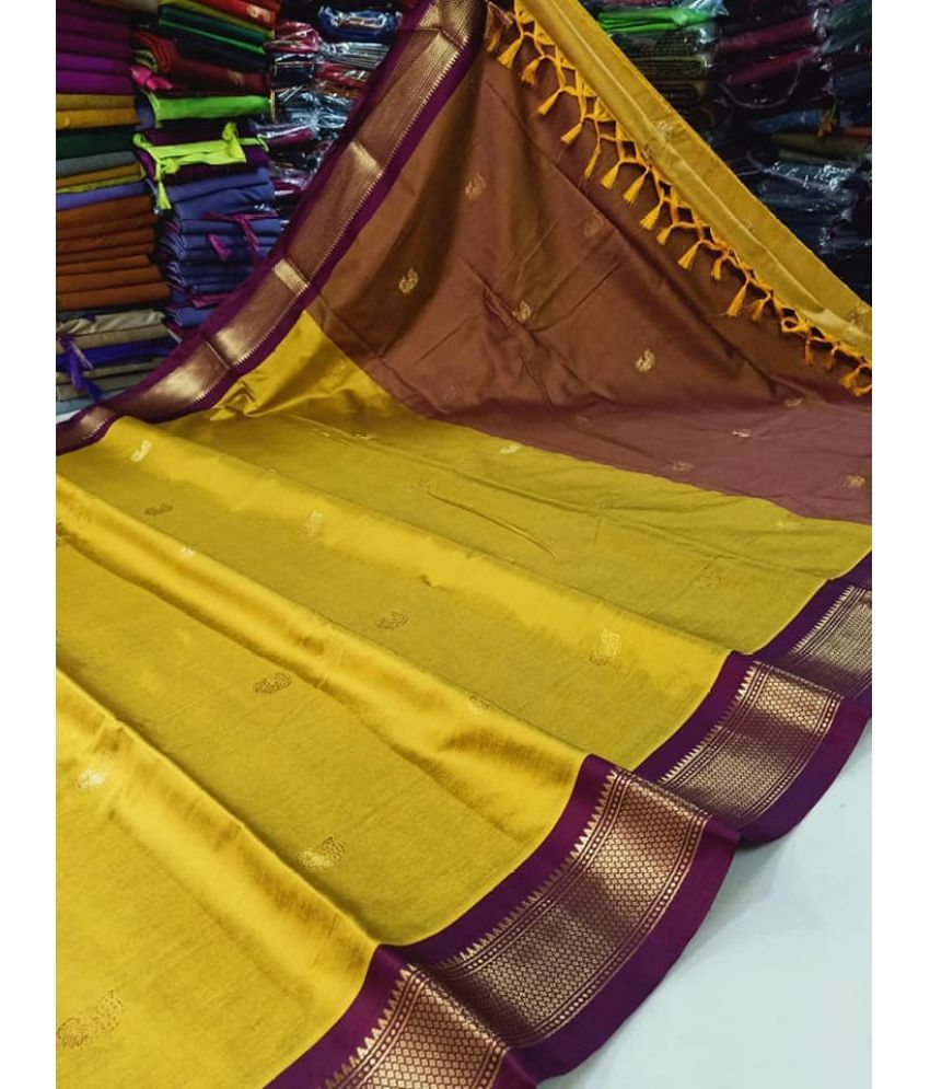     			FAB SILK Cotton Silk Woven Saree With Blouse Piece ( Mustard , Pack of 1 )