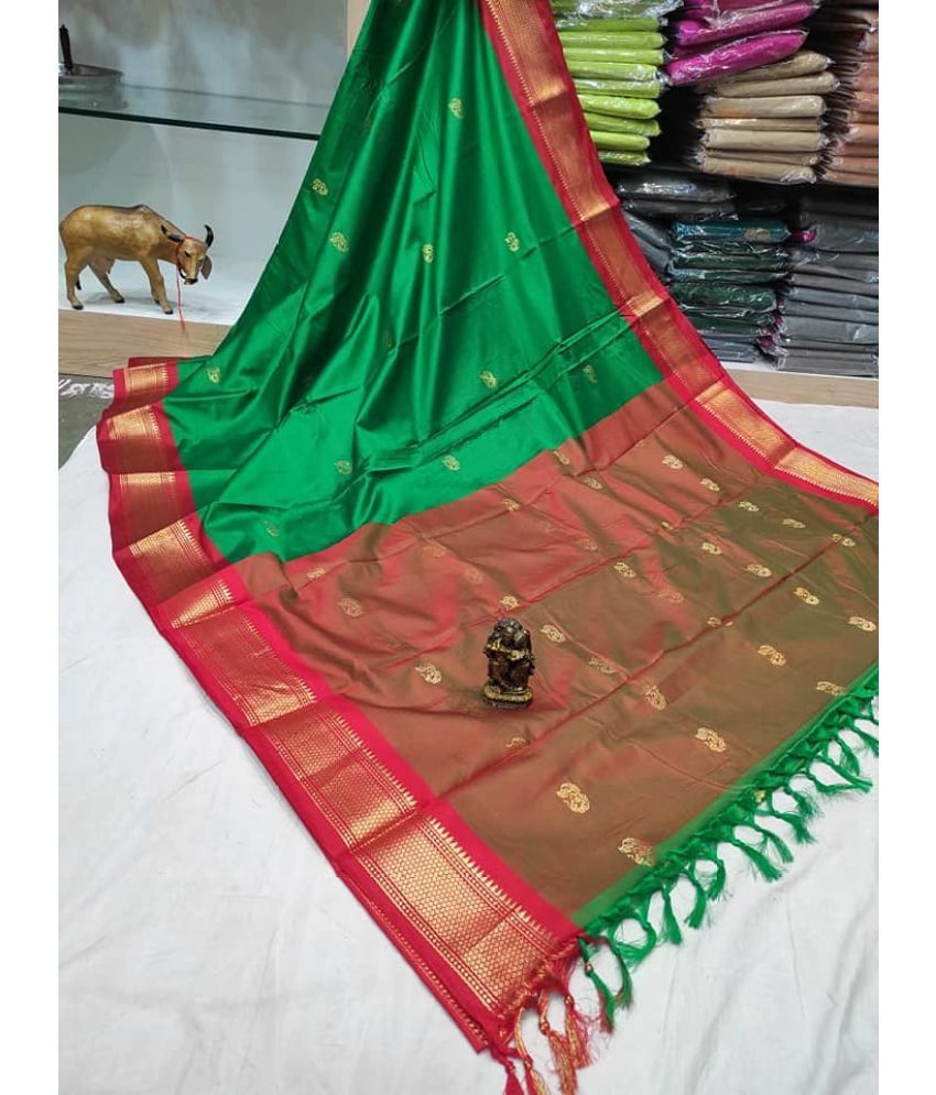     			FAB SILK Cotton Silk Woven Saree With Blouse Piece ( Green , Pack of 1 )