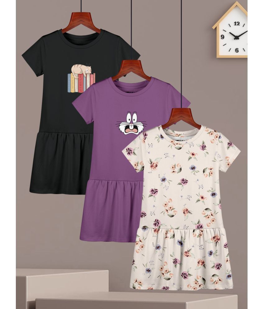     			HELLCAT Cotton Blend Dress For Girls ( Pack of 3 , Black )