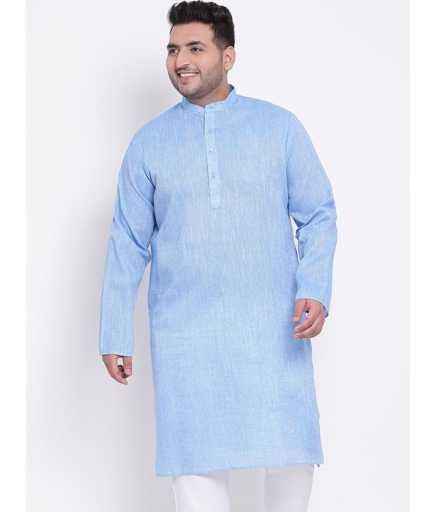     			Hangup Blue Linen Men's Regular Kurta ( Pack of 1 )