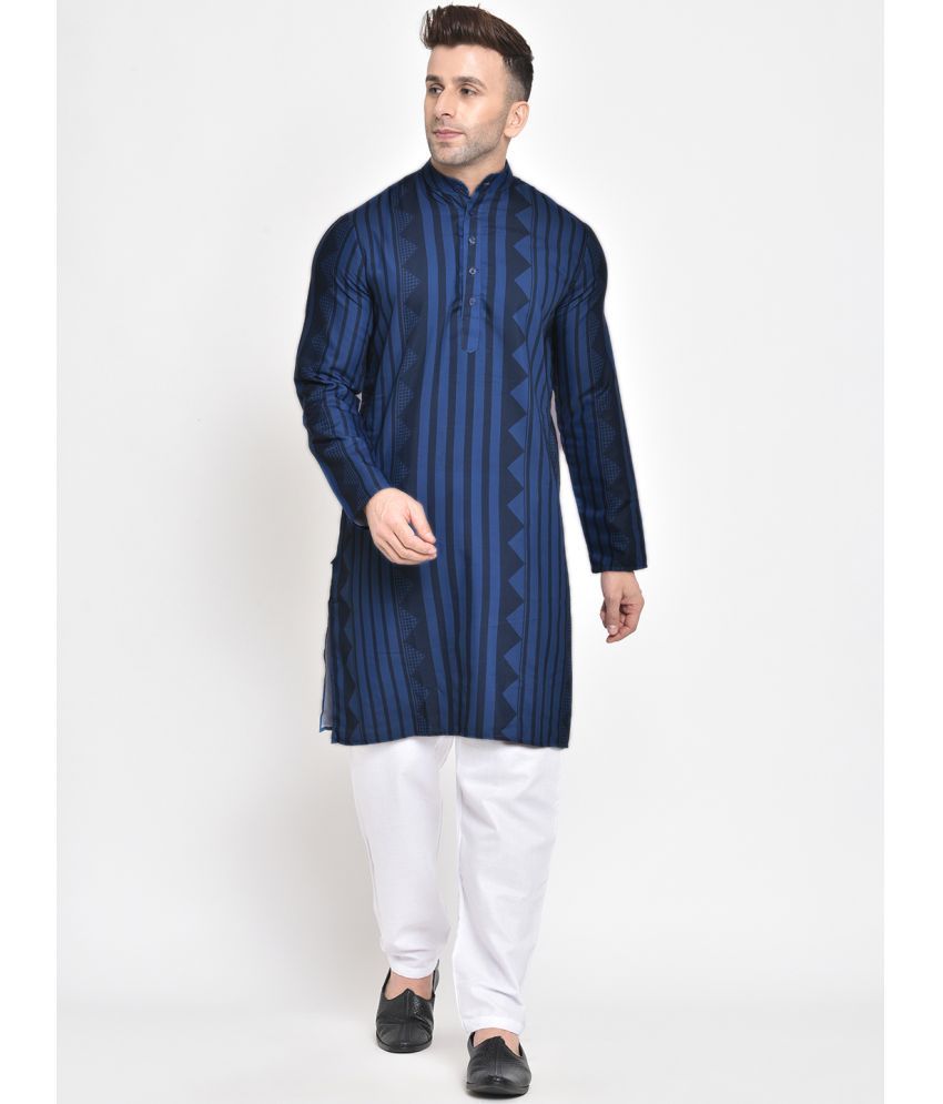     			Hangup Blue Rayon Regular Fit Men's Kurta Pyjama Set ( Pack of 1 )