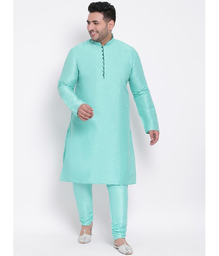     			Hangup Green Silk Regular Fit Men's Kurta Pyjama Set ( Pack of 1 )