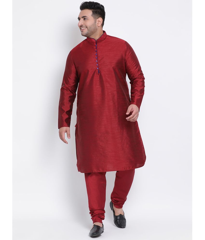     			Hangup Maroon Silk Regular Fit Men's Kurta Pyjama Set ( Pack of 1 )