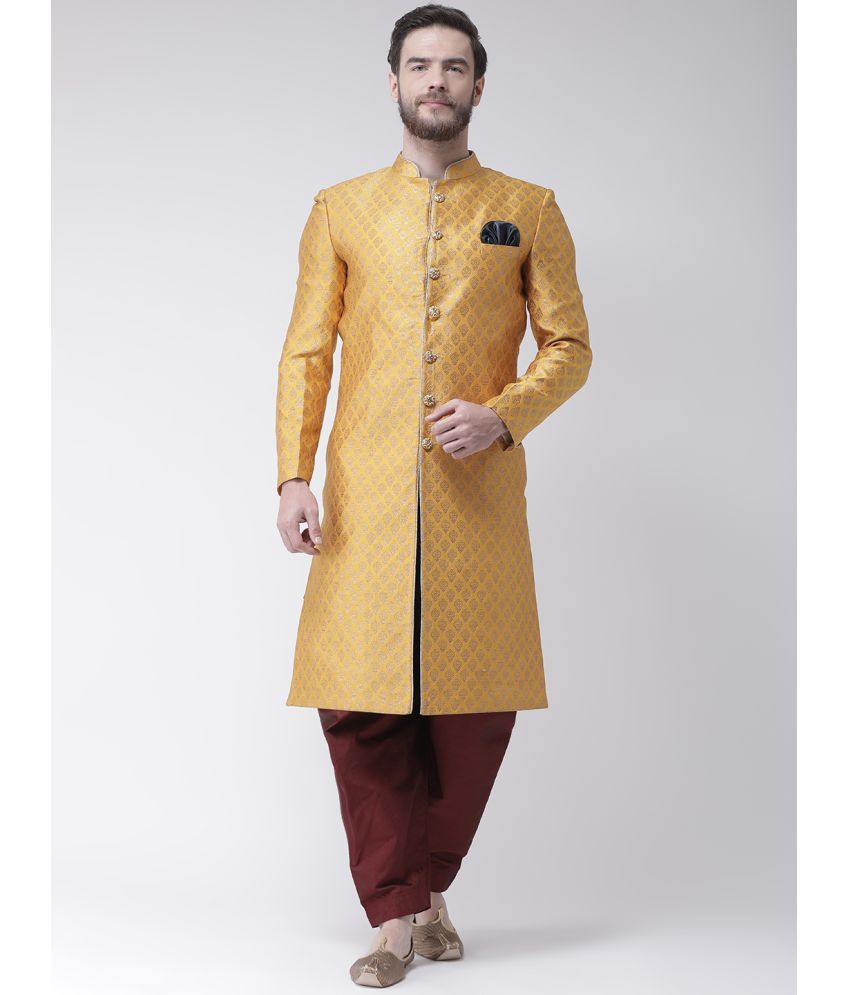     			Hangup Mustard Viscose Regular Fit Men's Kurta Pyjama Set ( Pack of 1 )