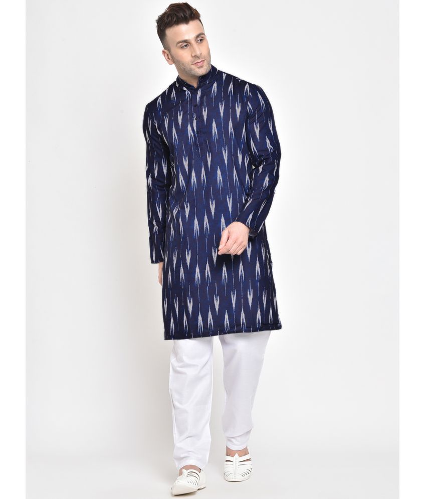     			Hangup Navy Rayon Regular Fit Men's Kurta Pyjama Set ( Pack of 1 )