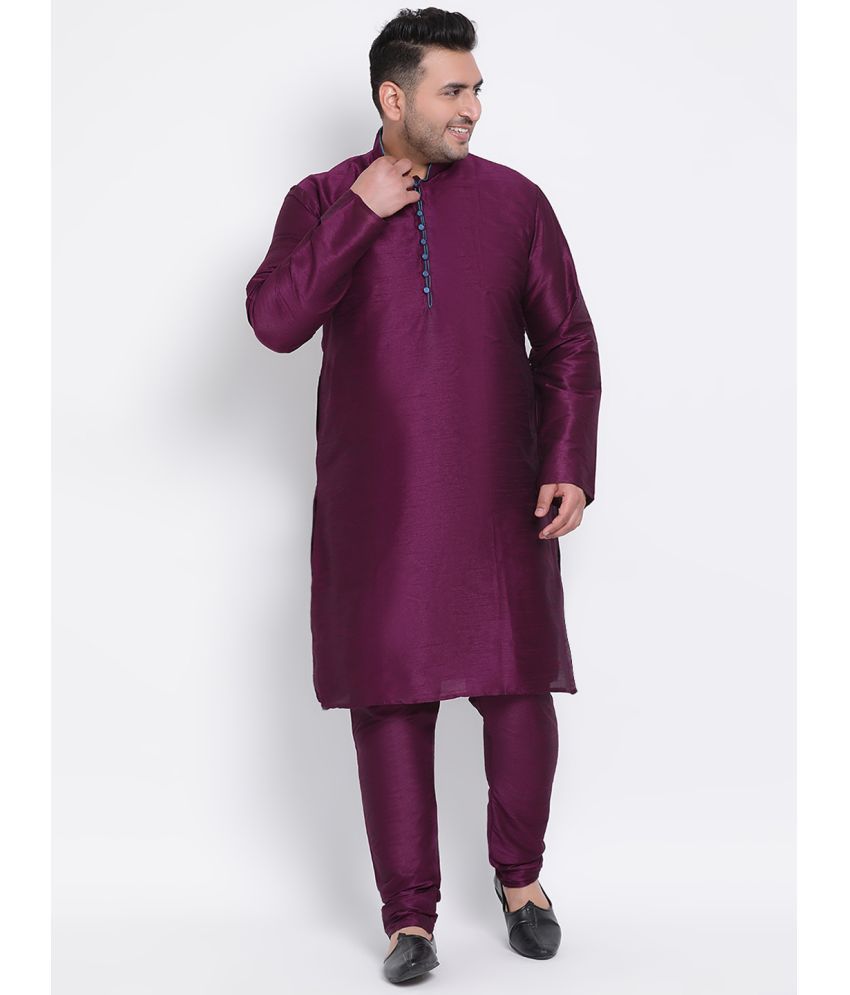     			Hangup Purple Silk Regular Fit Men's Kurta Pyjama Set ( Pack of 1 )